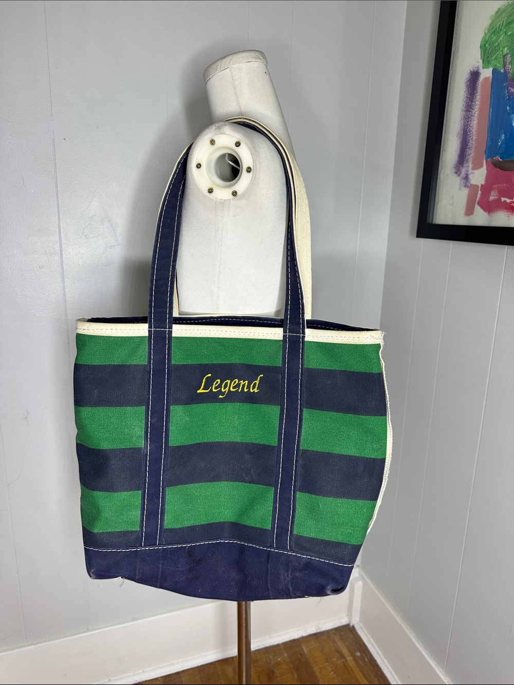 Vintage LL Bean USA Made Boat And Tote Rugby Striped Zip Top